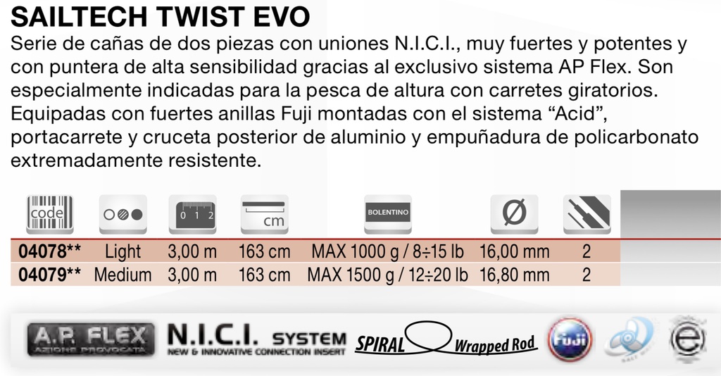 CAÑA TUBERTINI SAILTECH TWIST EVO 3.00 MTS